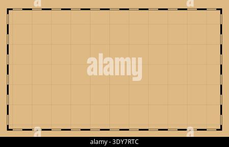 Blank vintage map grid template with black dashed nautical border Stock Vector