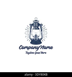 Antique Oil Lamp Illustration For Camping And Outdoor Brand Lantern Lamp Light Kerosene Gaslight Stock Vector