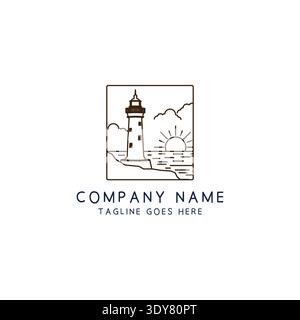 Minimalist Illustration Of Coastal Beacon On Cliff Lighthouse Beacon Phare Watchtower Searchlight Stock Vector