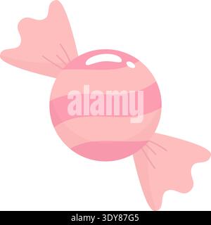 Cute pink pastel candy bonbon isolated on background. Sweet sugar candy illustration in soft pastel color style. Perfect for dessert design, kids proj Stock Vector