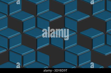 Seamless isometric pattern of geometric shapes. 3D illustration. Stock Photo
