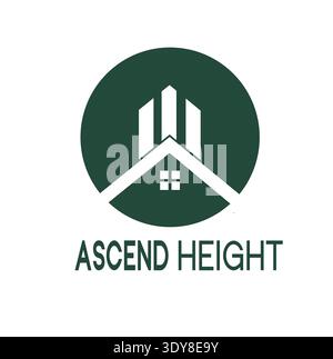 Modern architectural logo design featuring a stylized green building silhouette with a roofline and window set against a white background symbolizing Stock Vector