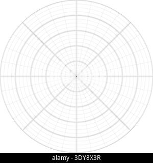 Black line radial dense grid texture with cells on white background. FUI science round grid backdrop. Math or technological notebook blank circular Stock Vector
