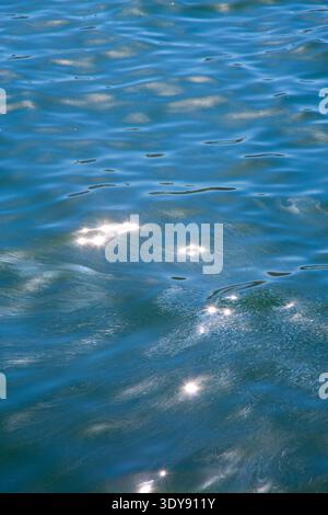 Glittering Blue Water Surface In Istanbul, Reflecting Sunlight Beautifully. Stock Photo