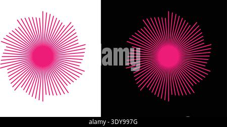 This image showcases two abstract digital art pieces side by side, each featuring symmetrical patterns and vibrant colors. The left piece has a white Stock Vector