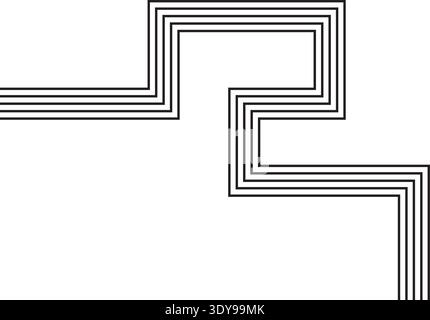 Geometric structure featuring straight contours replicated in five parallel concentric layers. Stock Vector