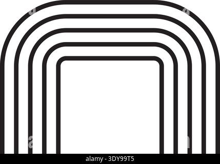Open-sided square form with smooth corners traced in five concentric lines. Stock Vector