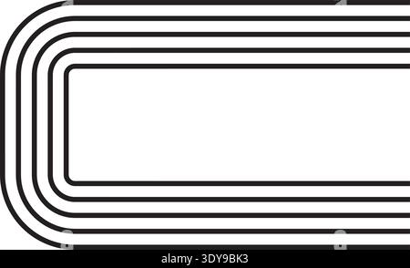 Open rectangular structure featuring softened corners and five concentric parallel lines outlining the form with one side removed. Stock Vector