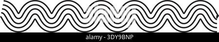 Zigzag form with fluid curved motion and five layered concentric parallel lines following the wavy contour. Stock Vector