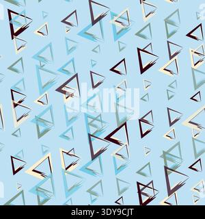 Seamless pattern with triangle decoranive art print. Polygonal rainbow mosaic background. Abstract vector illustration. Triangular graphic Simple Stock Vector