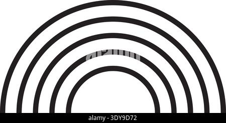 Half-circle design composed of five evenly spaced concentric parallel lines creating a semicircular outline. Stock Vector