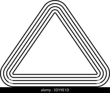 Triangle with all corners rounded constructed using five evenly spaced concentric parallel lines. Stock Vector