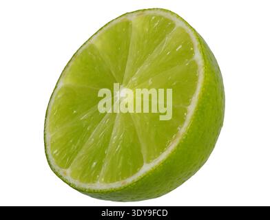 Green lime half on white background. Stock Photo