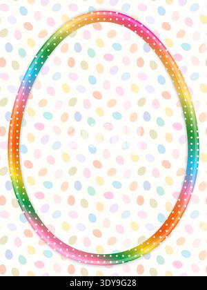Colorful vector Easter egg shaped frame, cute border with dots and copy space for spring designs and backgrounds Stock Vector