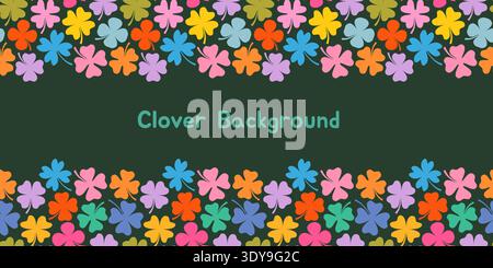 Colorful four leaf clover banner, cute background for St. Patrick's Day designs, flyers, brochures and invitations Stock Vector