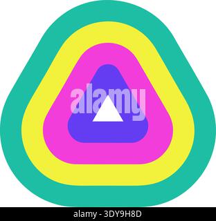 Triangle shape with rounded corners, striped lines and four parallel lines Stock Vector