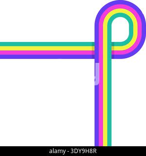 Abstract shape with rounded corner stripes, overlap lines, shadow and four parallel lines Stock Vector