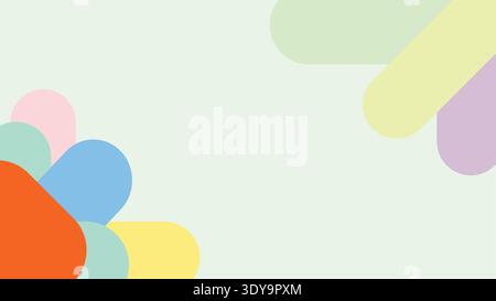 Vibrant abstract composition with colorful shapes on light green background Stock Vector