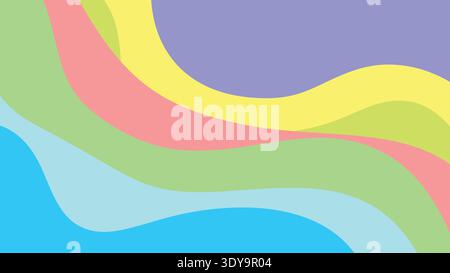 Vibrant wavy lines in pink, yellow, green, blue, and purple hues create a dynamic abstract design Stock Vector