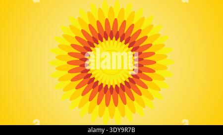 Vibrant yellow and red gradient sunburst design on orange background Stock Vector