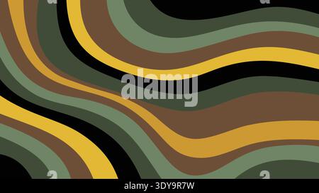 Vibrant wavy pattern with green, yellow, brown, and black colors Stock Vector