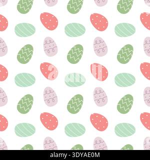 Easter egg seamless pattern vector. Cute flat decorated egg illustration. Spring holiday repeat background for fabric, textile and wrapping paper Stock Vector