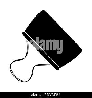 Black silhouette of metal binder clip for holding sheets of paper together, glyph icon flat vector illustration Stock Vector