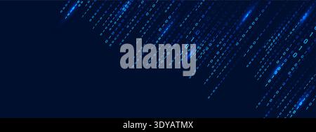 Futuristic backdrop with programming symbols. Cyber security and abstract technology art. Modern binary code Rain matrix with blue visual theme Stock Vector