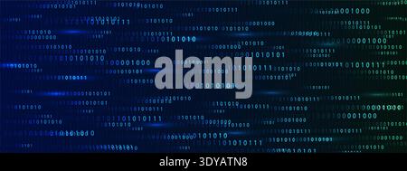 Futuristic technology backdrop. Programming symbols and blue binary code matrix. Abstract cyber Rain and visual flow. Vector illustration Stock Vector