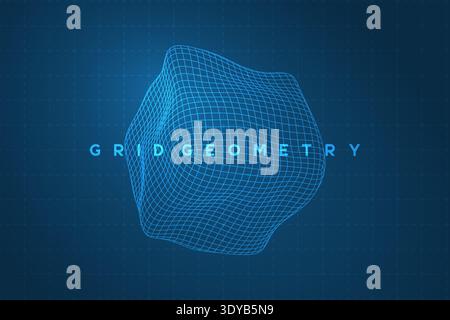 Abstract 3D wireframe mesh of geometric cube Stock Vector