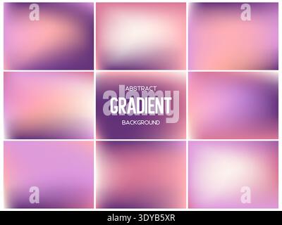 Set of smooth lavender and pink mesh gradients. Stock Vector