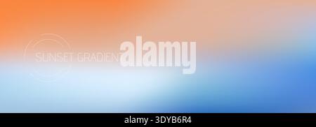 Sunset gradation flows from warm peach and soft coral to and bright blue. Stock Vector