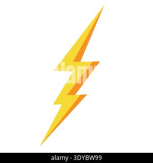 Lightning bolt graphic illustration symbolizing power energy and speed This vivid yellow and orange icon is on a clean white background Stock Vector