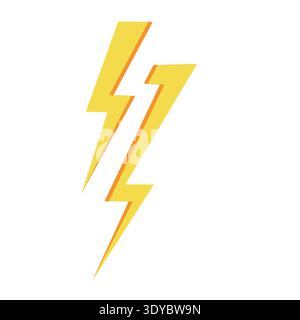 Lightning bolts graphic illustration capturing electricity power and dynamic energy These yellow symbols represent speed and force Stock Vector