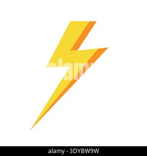 Lightning bolt icon vividly displays a burst of energy and power ideal for various design projects Stock Vector