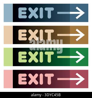 Collection of exit signs on panels Stock Vector