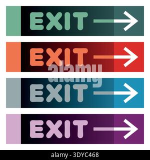 Collection of exit signs on panels Stock Vector
