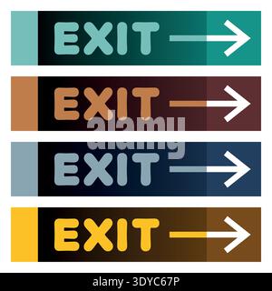 Collection of exit signs on panels Stock Vector