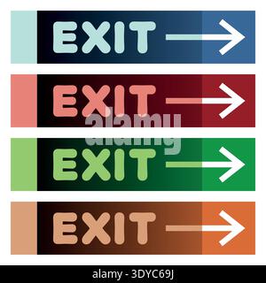 Collection of exit signs on panels Stock Vector