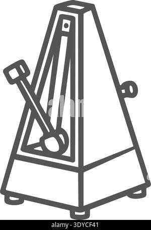Line icon of a mechanical metronome with swinging pendulum arm for keeping musical tempo Stock Vector