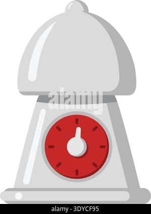 Flat illustration of an analog kitchen scale with dome top and red dial gauge Stock Vector