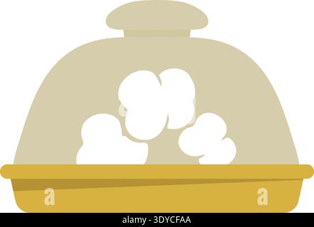 Flat illustration of a covered butter dish with a dome lid and pale yellow base Stock Vector