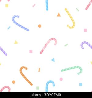 Cute pastel candy cane seamless pattern with sprinkles. Perfect for Christmas wrapping paper, sweet shop wallpaper, fabric design, and festive backgro Stock Vector
