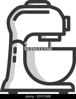 Flat illustration of a kitchen stand mixer with bowl and body in neutral tones Stock Vector