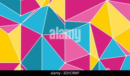 A bright and dynamic abstract background consisting of a mosaic of colorful triangles. Stock Vector
