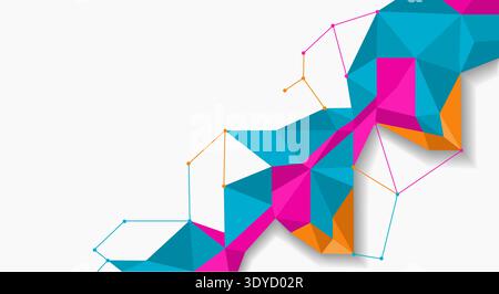 A modern and vibrant abstract composition featuring a 3D-style low poly geometric structure. Stock Vector