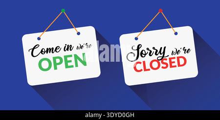 Open and closed sign set vector stock illustration Stock Vector