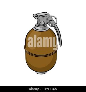 Detailed vector illustration of a brown military hand grenade. Explosive weapon icon for army, battle and tactical concepts. Isolated on white backgro Stock Vector