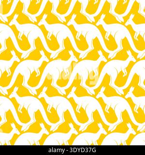 Seamless pattern  kangaroos arranged diagonally. Bright wildlife wallpaper for textile and decor. Stock Vector