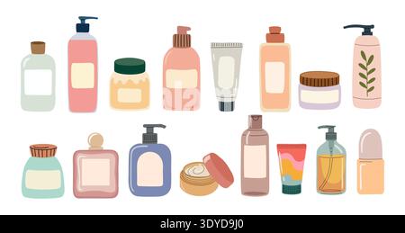 Set of assorted skincare and cosmetic products Stock Vector